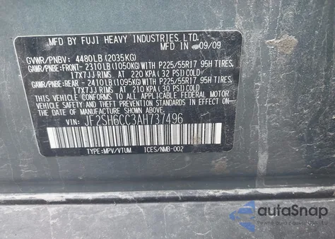 2010 Subaru Forester 2.5X Premium z USA, uszkodzony, nr VIN JF2SH6CC3AH737496